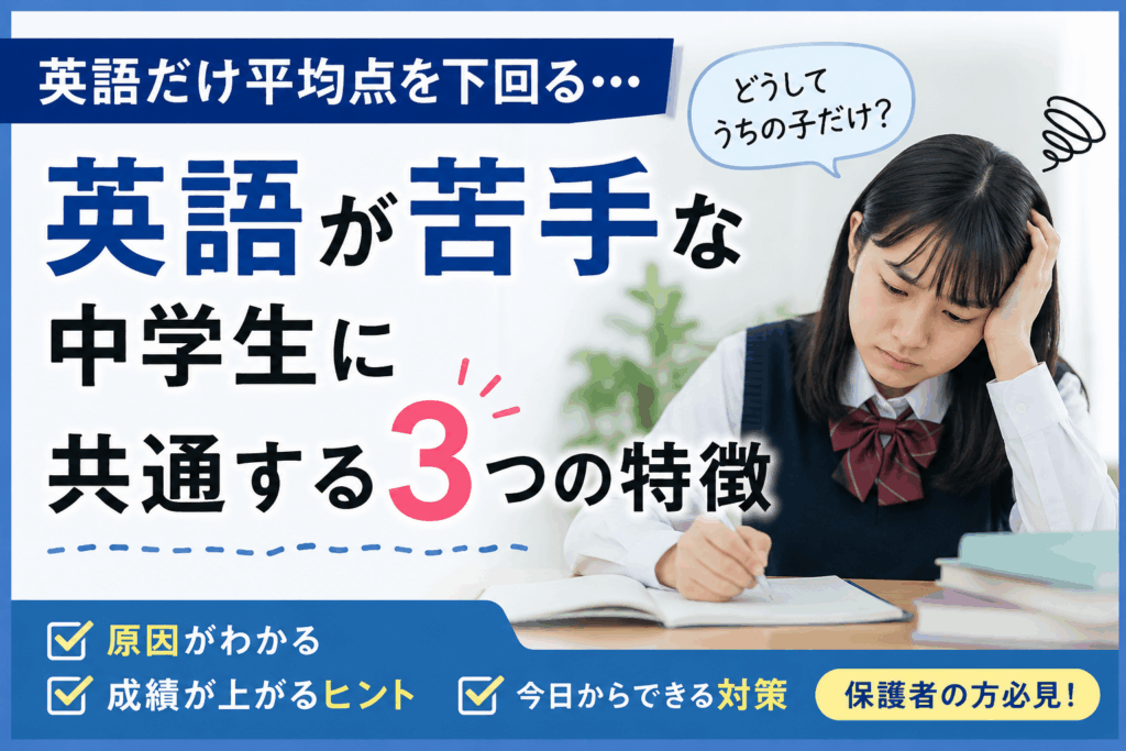 英語だけ平均点を下回る中学生に共通する3つの特徴｜成績が伸びない本当の理由とは？